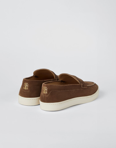 Brunello Cucinelli Suede loafer sneakers with natural rubber sole outlook