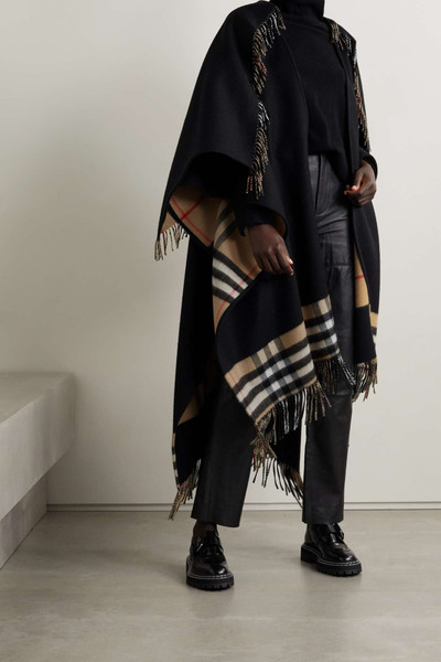 Burberry Fringed checked cashmere and merino wool-blend cape outlook