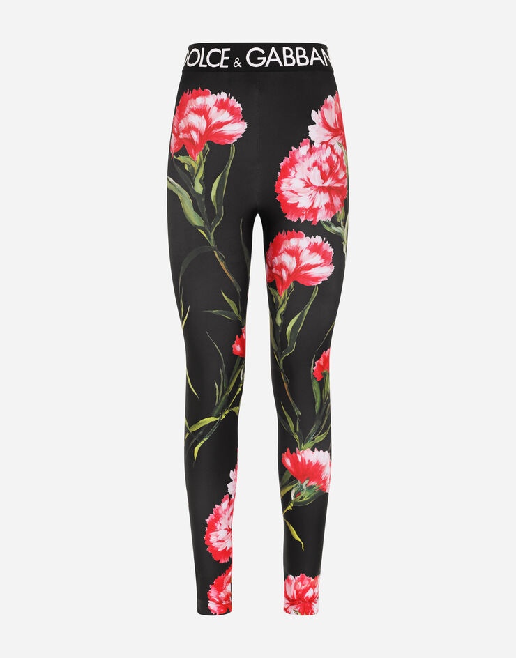 Carnation-print jersey leggings - 3