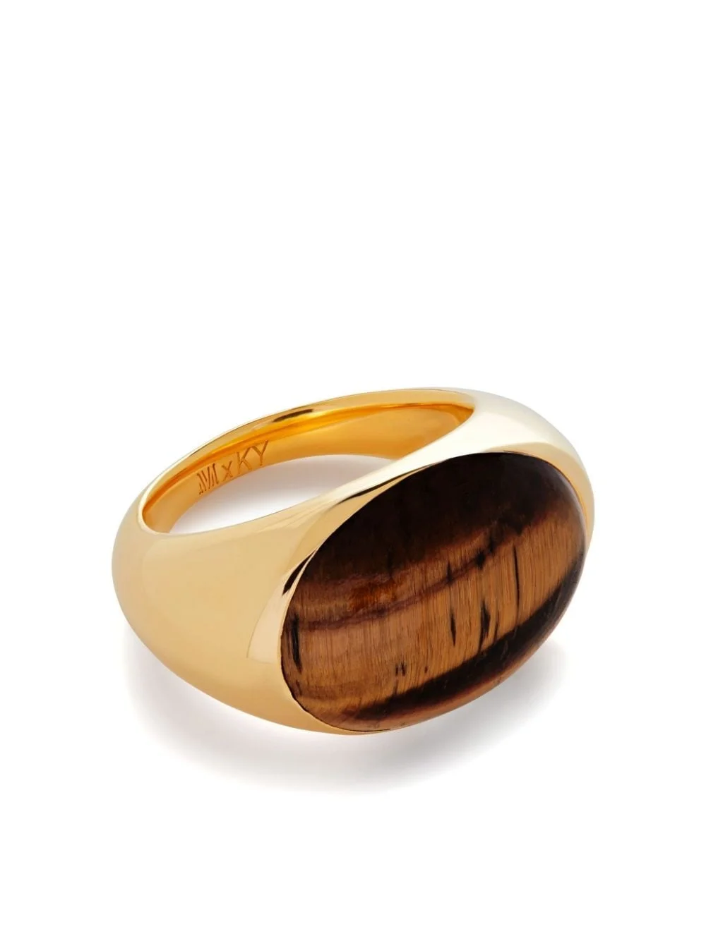Kate Young tiger-eye signet band ring - 1