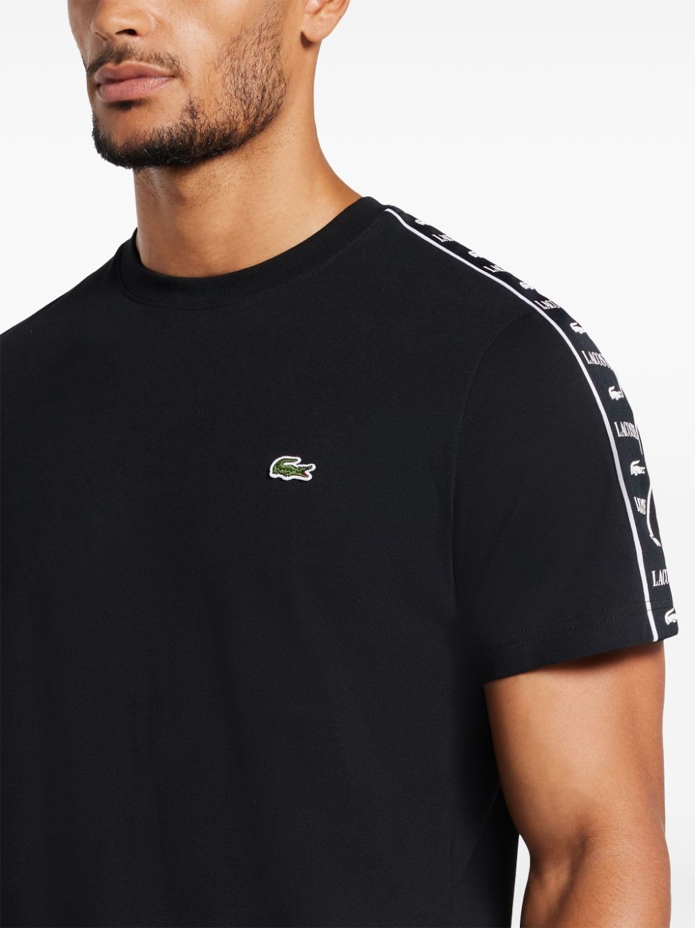 logo-tape cotton T-shirt - 5