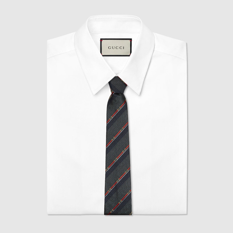 GUCCI Horsebit silk jacquard tie outlook