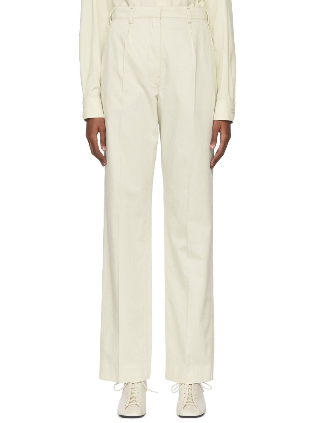 Off-White Cotton Trousers - 1