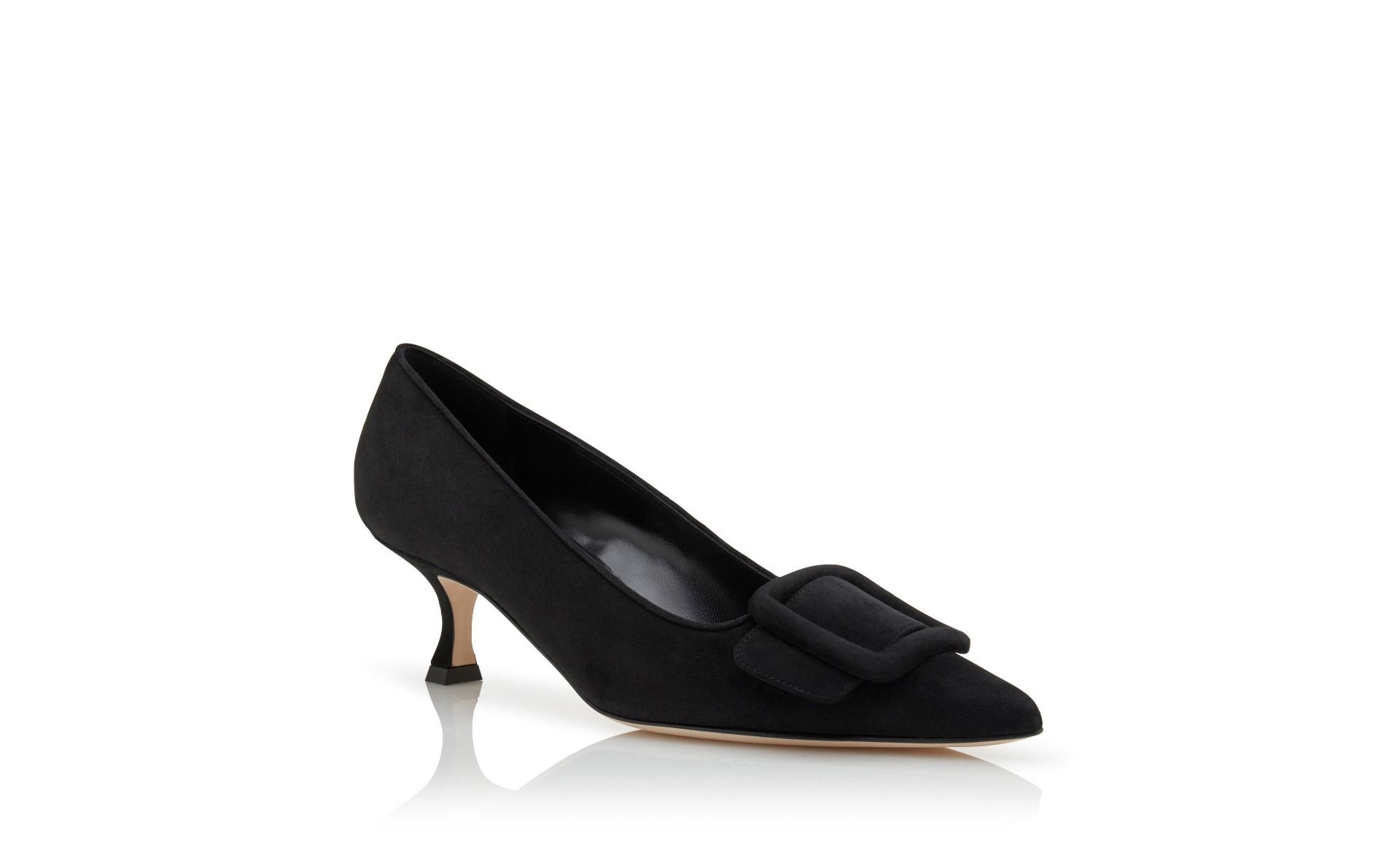 Black Suede Buckle Detail Pumps - 3