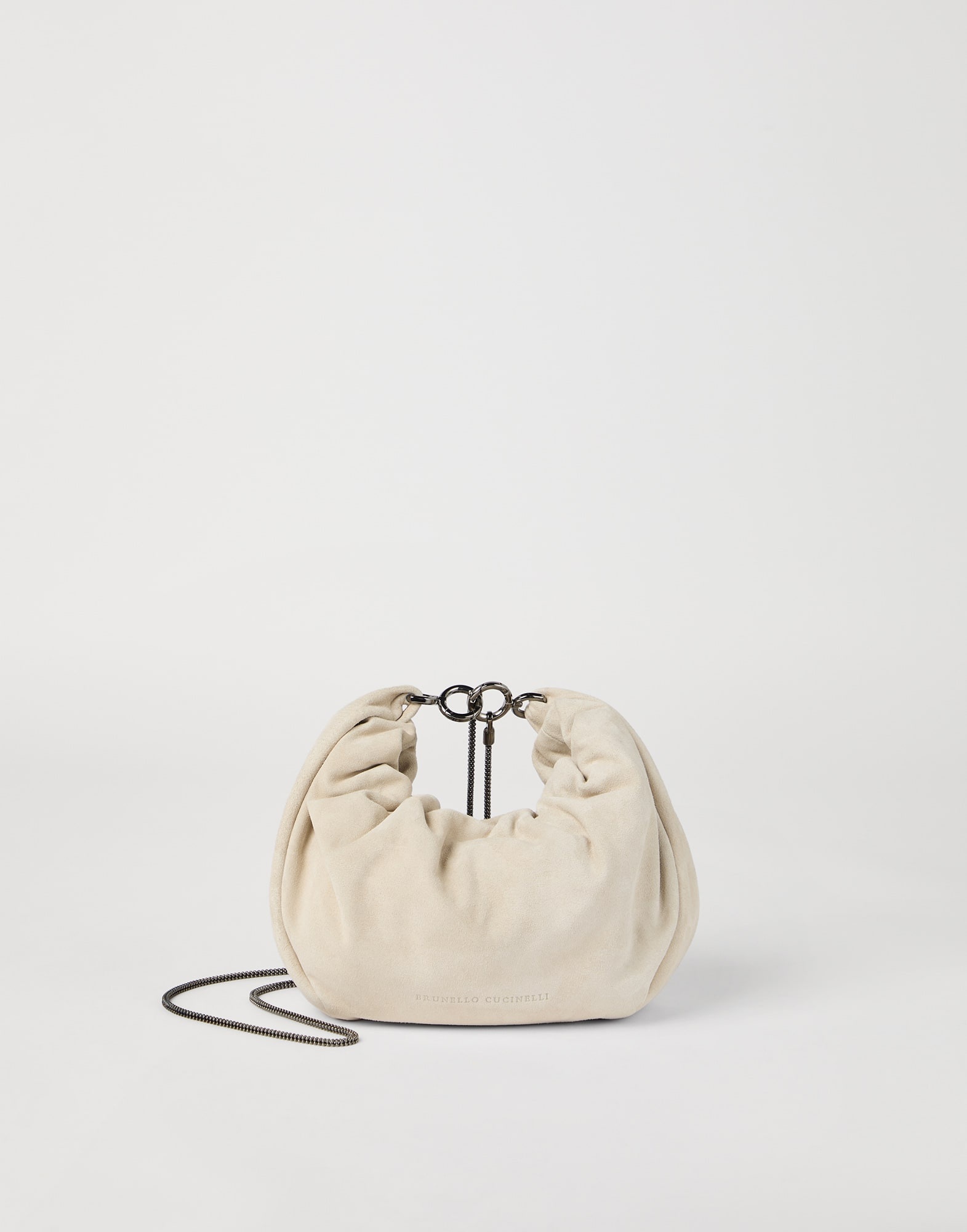 Brioche hobo bag in suede with precious chain - 1