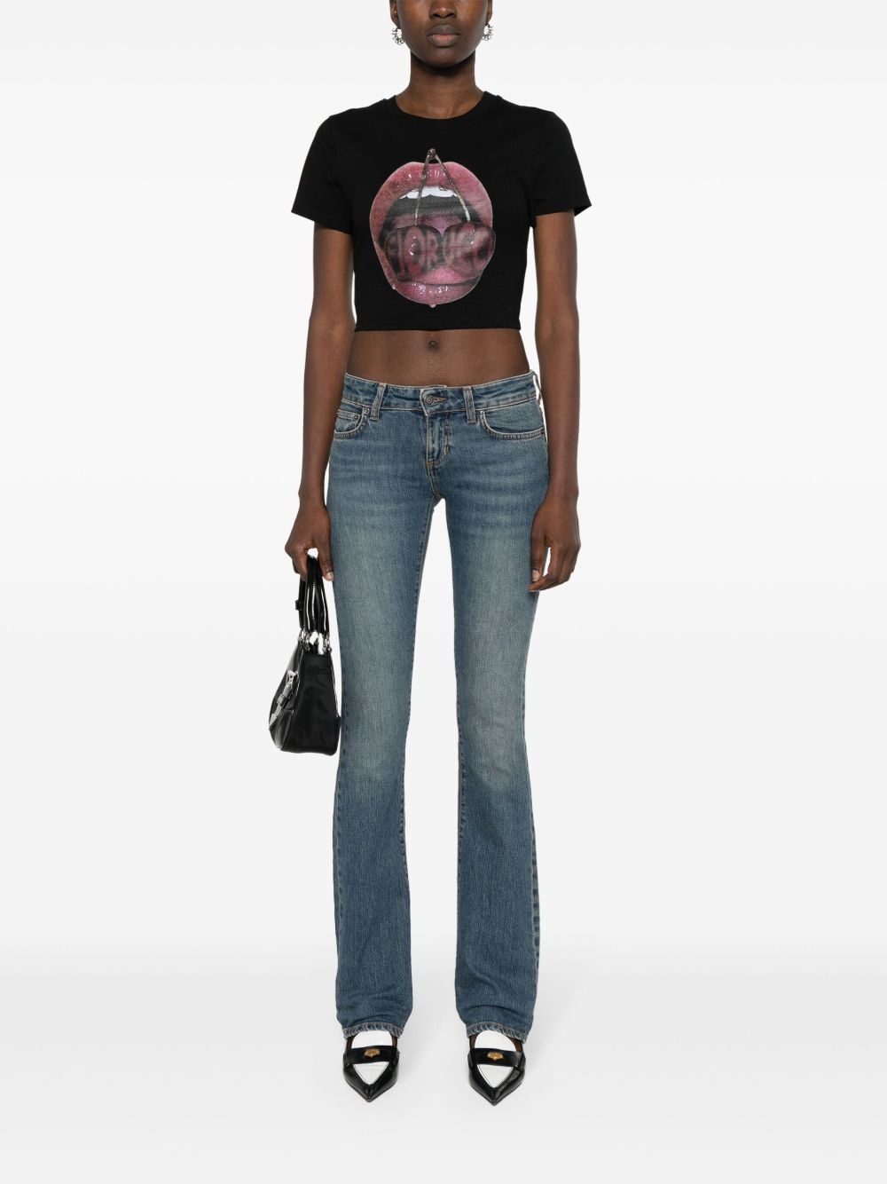 graphic-print cropped T-shirt - 2