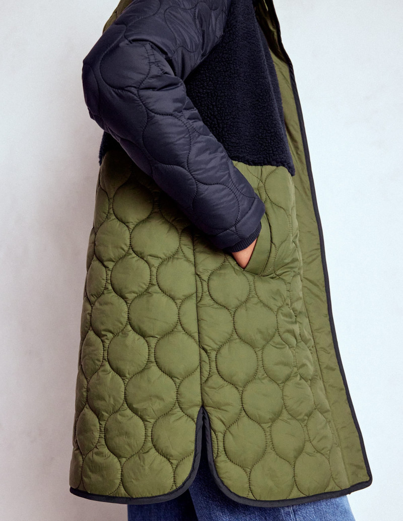 Borg Mix Coat-Navy & Khaki Mix 6