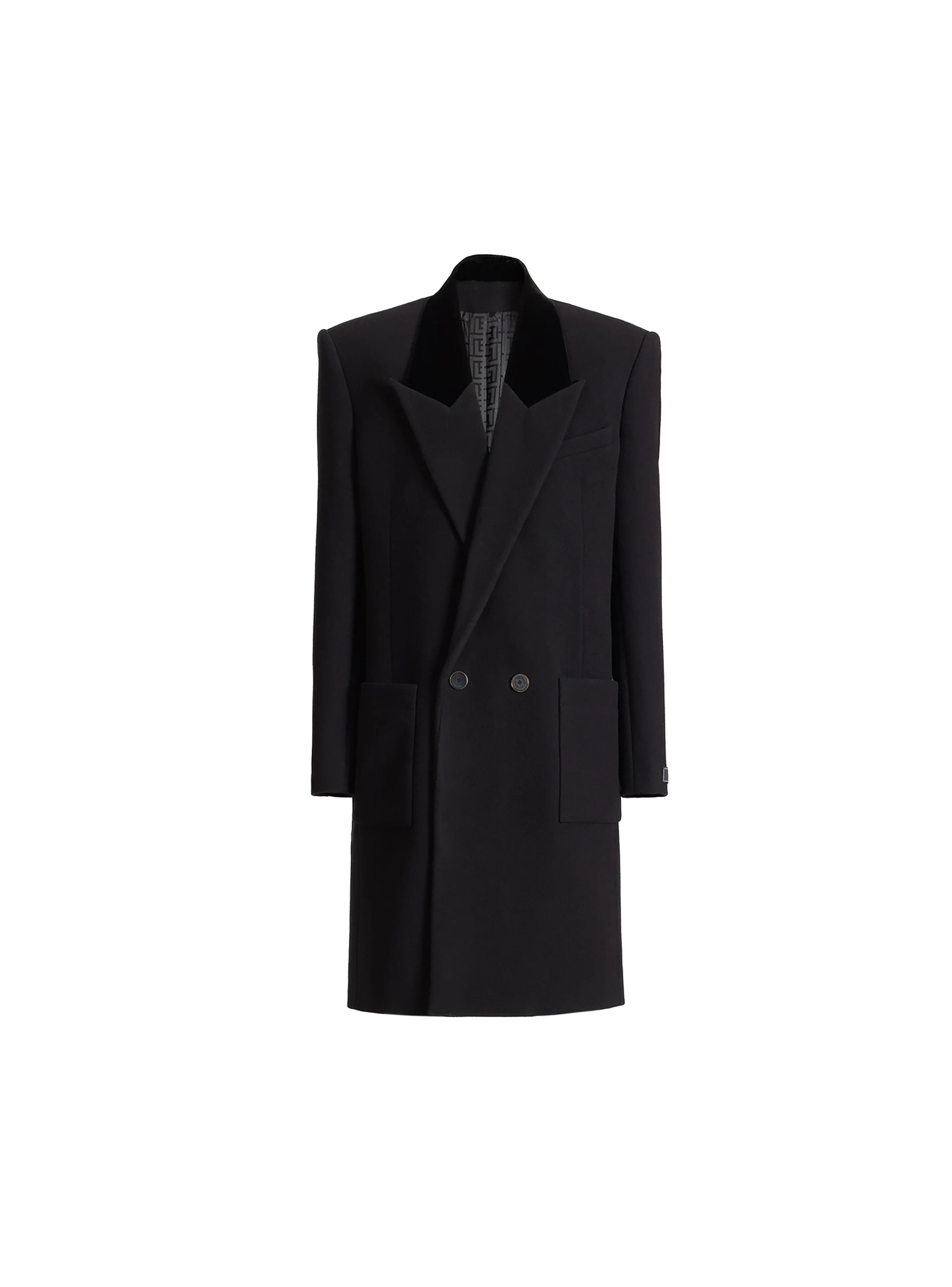 Long wool and velvet coat - 1