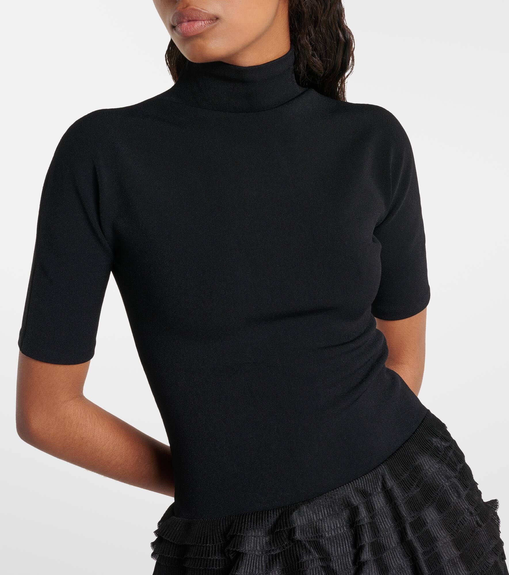 Ruffled high-neck jersey minidress - 4
