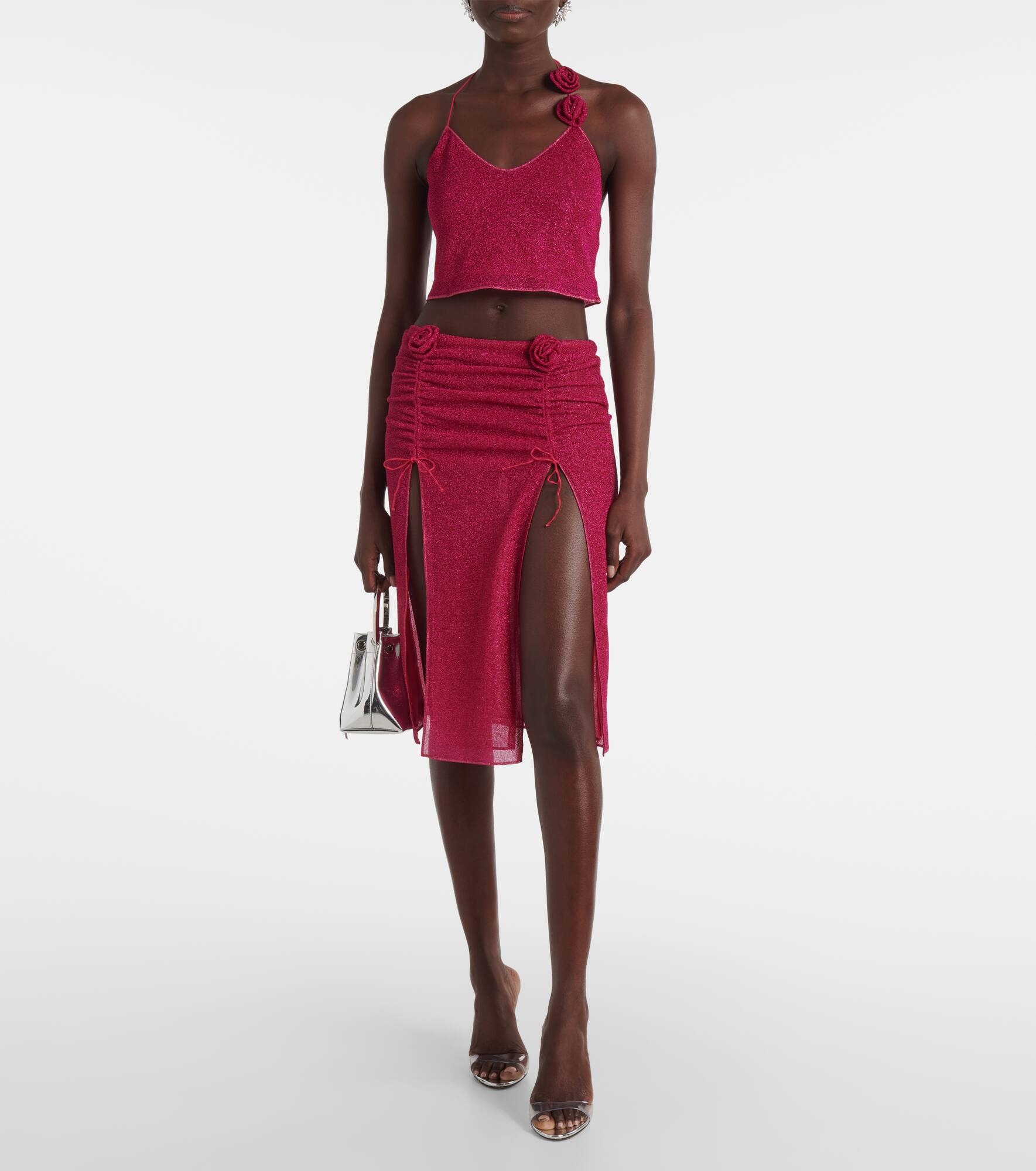 Lumière Rose ruched midi skirt - 2