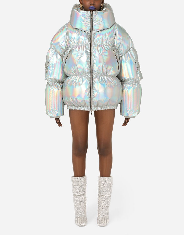 Holographic-effect technical nylon down jacket - 1