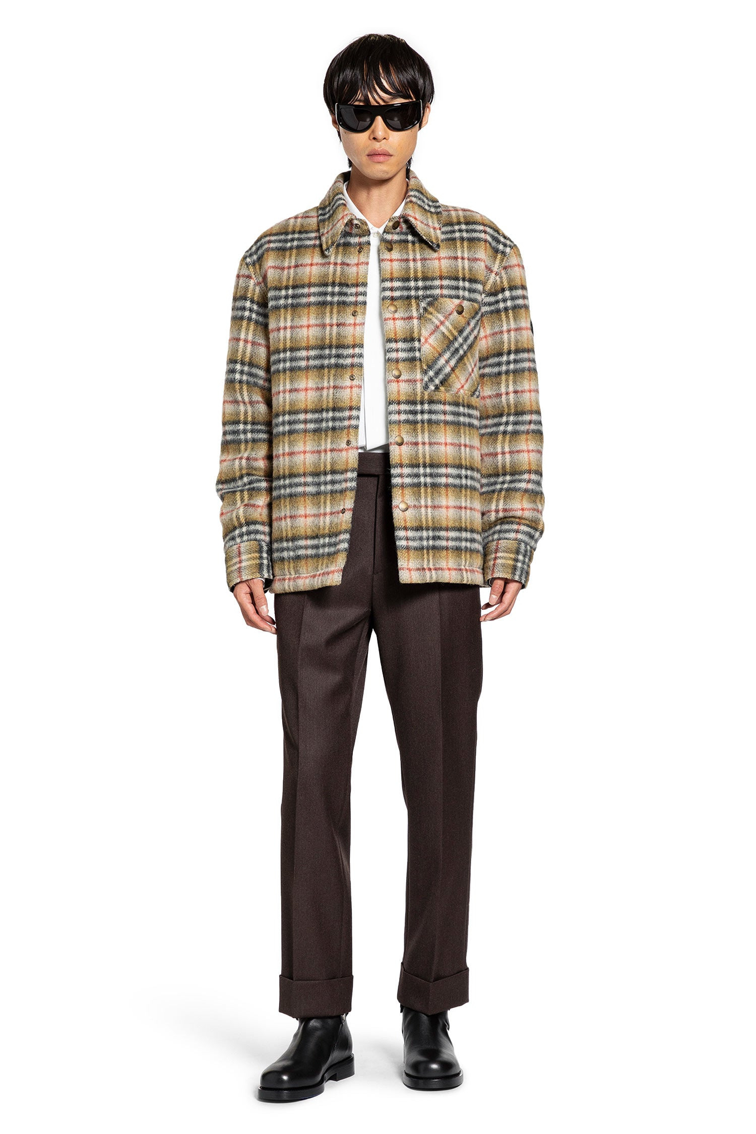 Check Wool Reversible Overshirt - 7