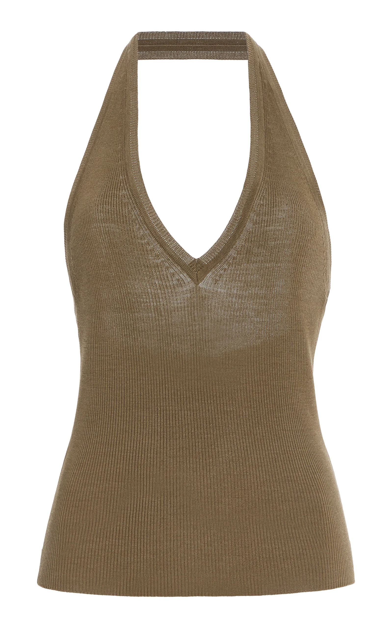 Ivey Knit Silk Halter Tank Top green - 1