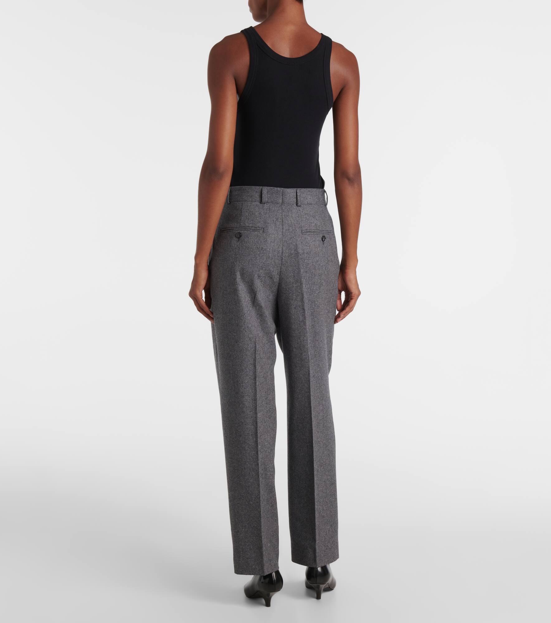 Low-rise wool-blend flannel straight pants - 3