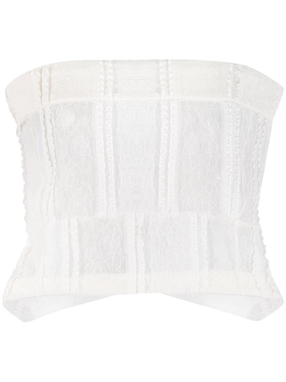 lace panelled strapless top - 1