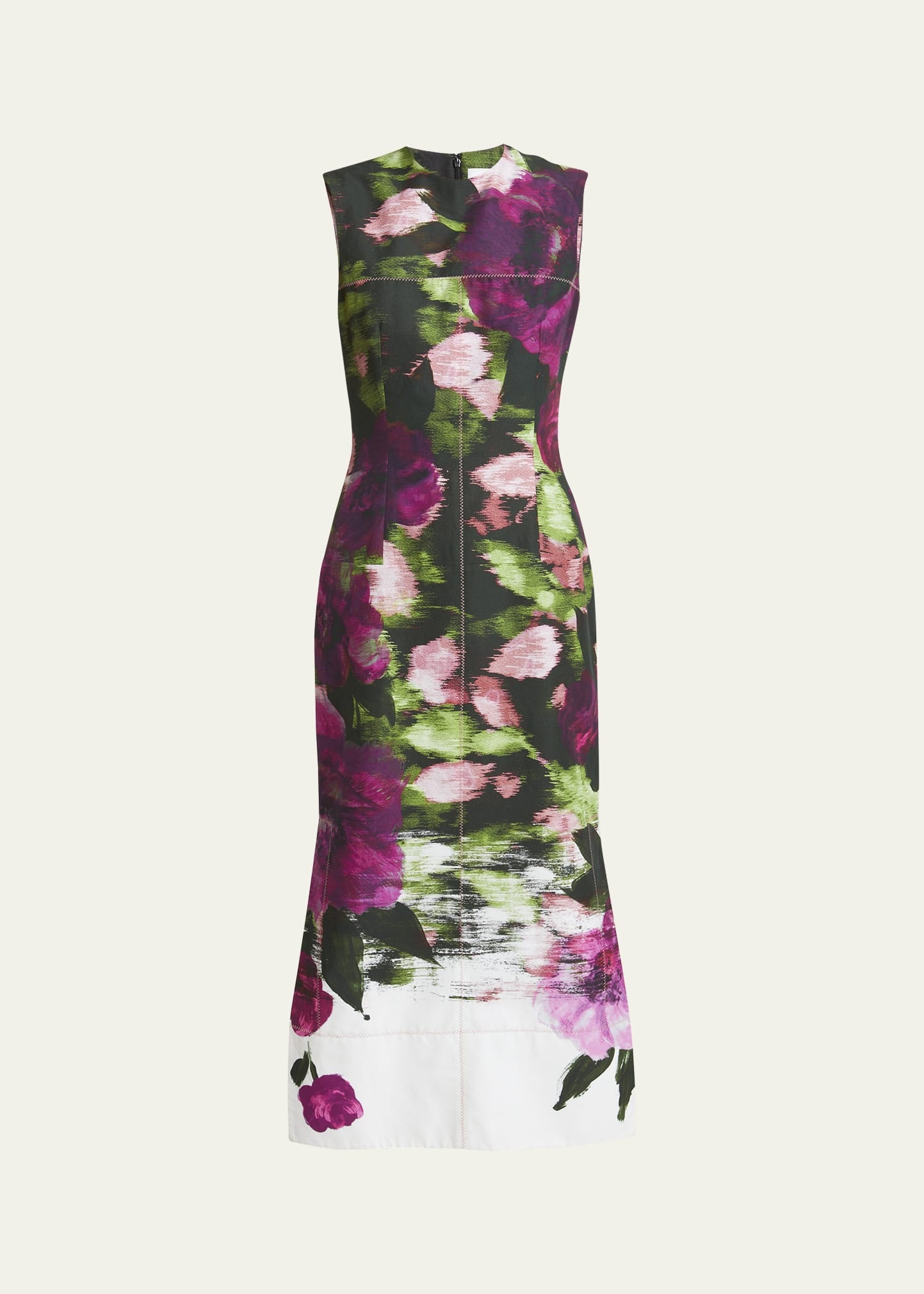 Abstract Floral Midi Pencil Dress - 1