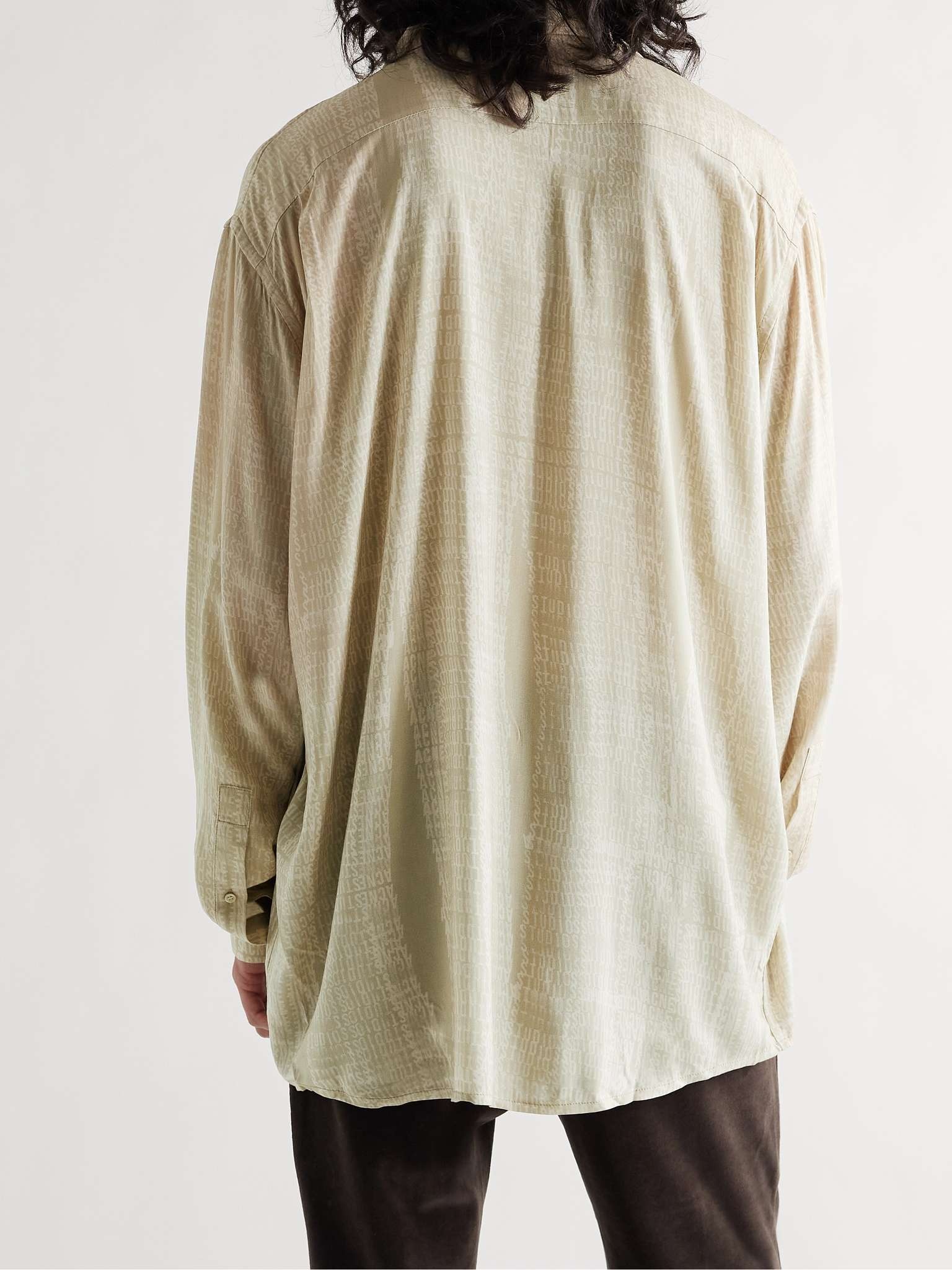 Oversized Camp-Collar Logo-Print Woven Shirt - 4