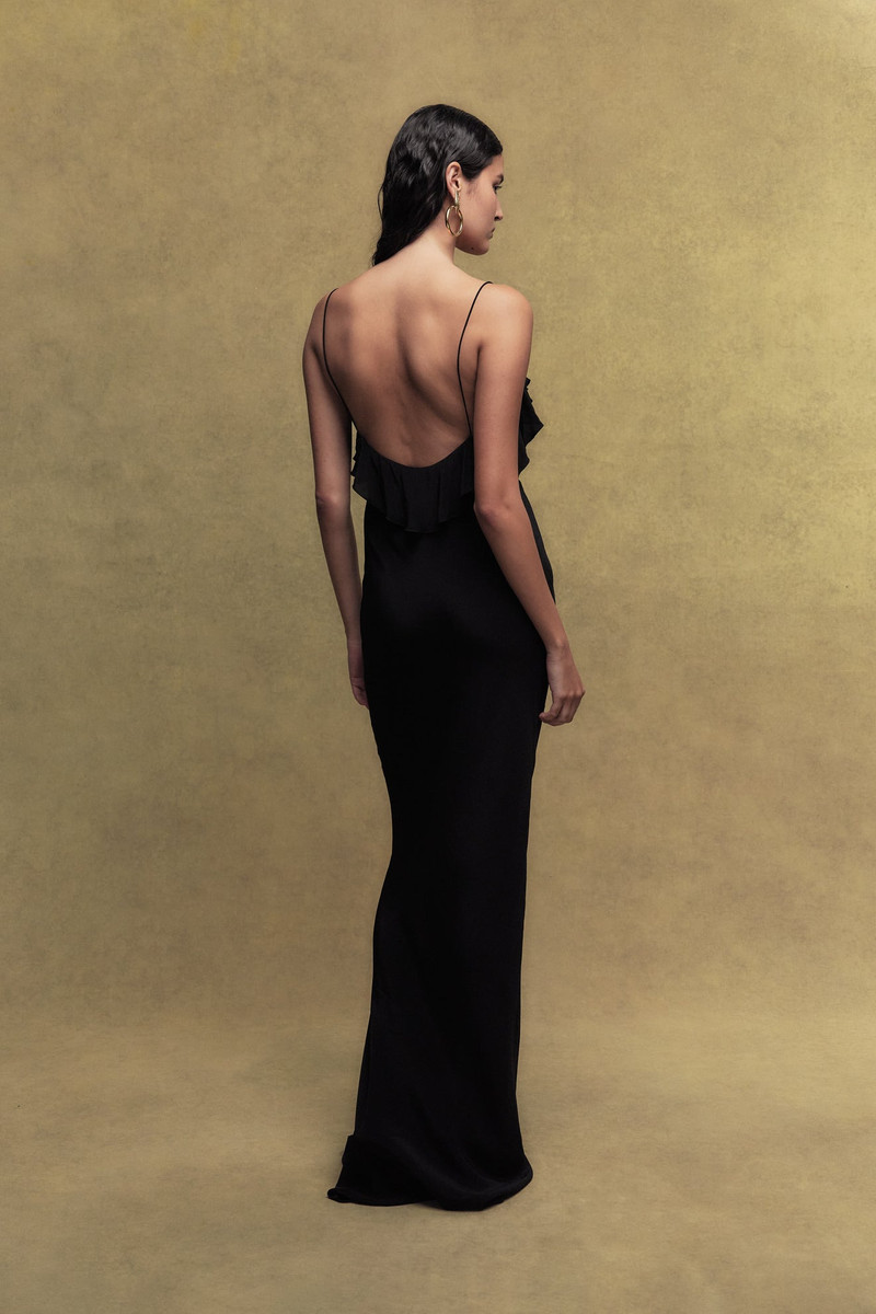 ESPERANZA CREPE DE CHINE MAXI DRESS IN BLACK 5