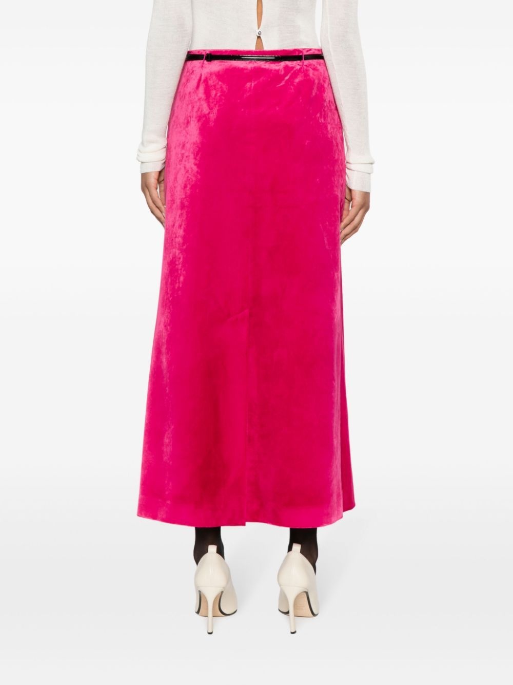 belted velvet maxi skirt - 4