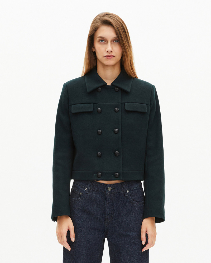 DARK GREEN WOOL SHORT JACKET 4