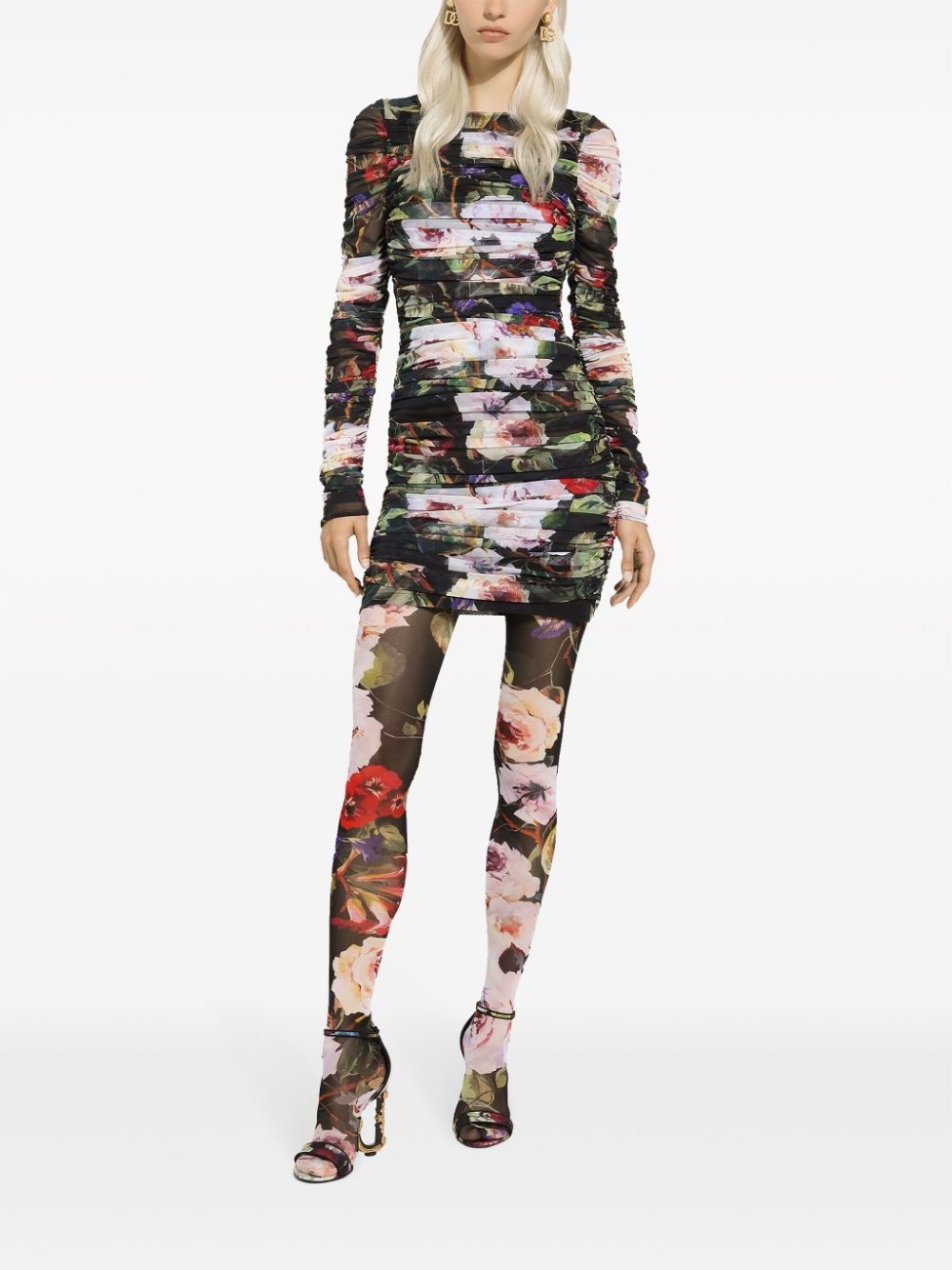 floral-print short dress - 3