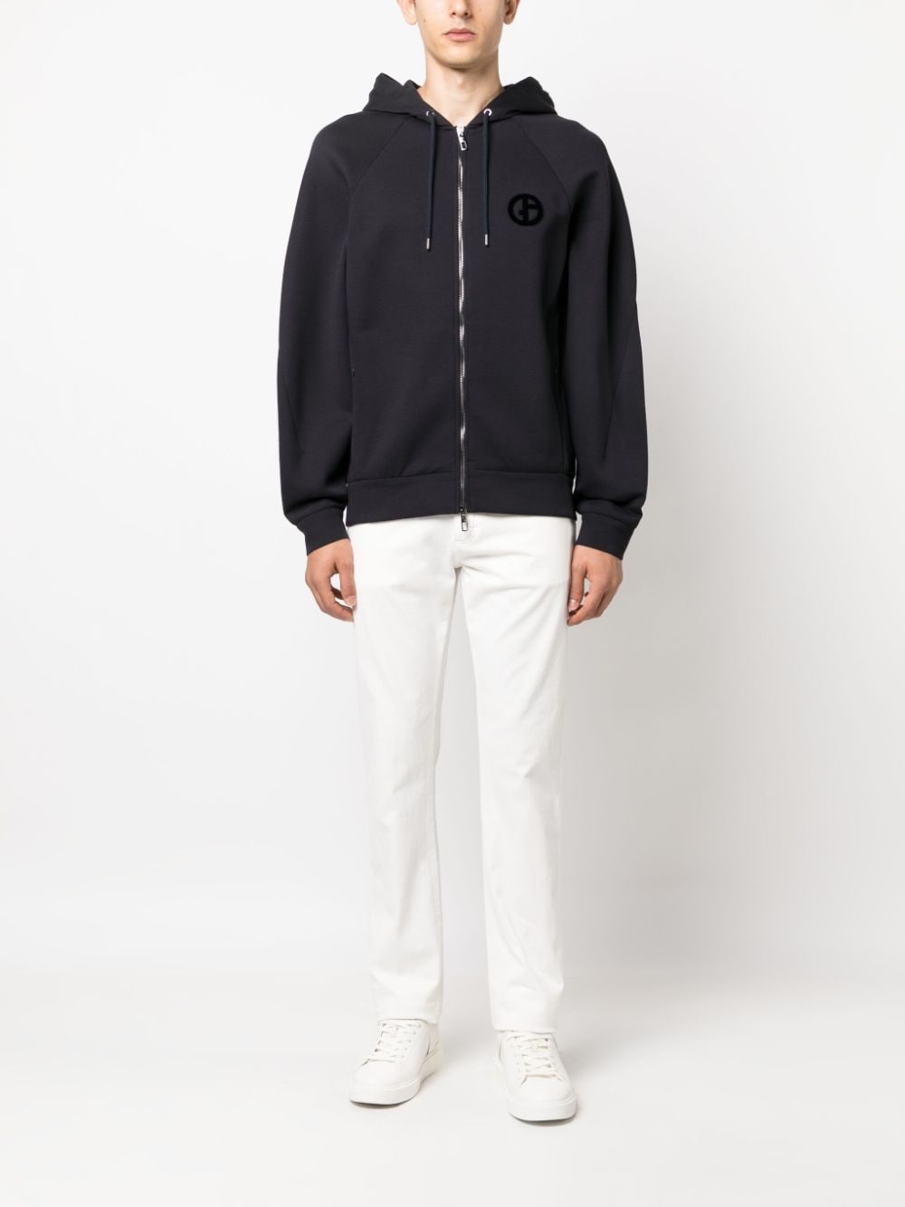 logo-embroidered zip-up hoodie - 2