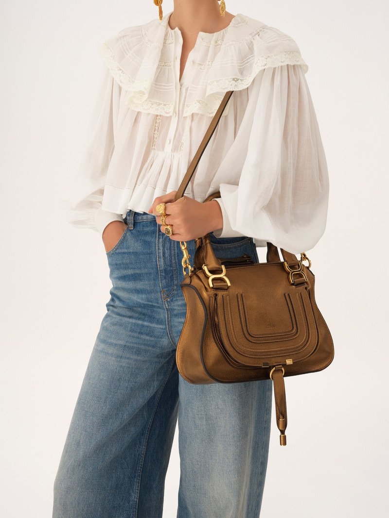 Chloé SMALL MARCIE BAG IN METALLIZED LEATHER outlook