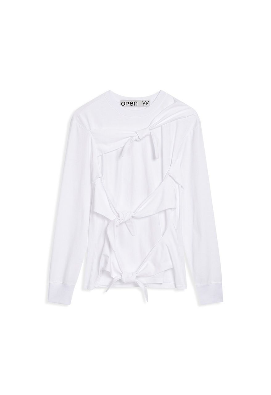 Tシャツ・カットソー OPEN YY_TheOpen Product TRIPLE KNOT CREW NECK TOP (WHITE) OPEN YY Triple Knot Crew Neck T-Shirt in White | Lyst Australia
