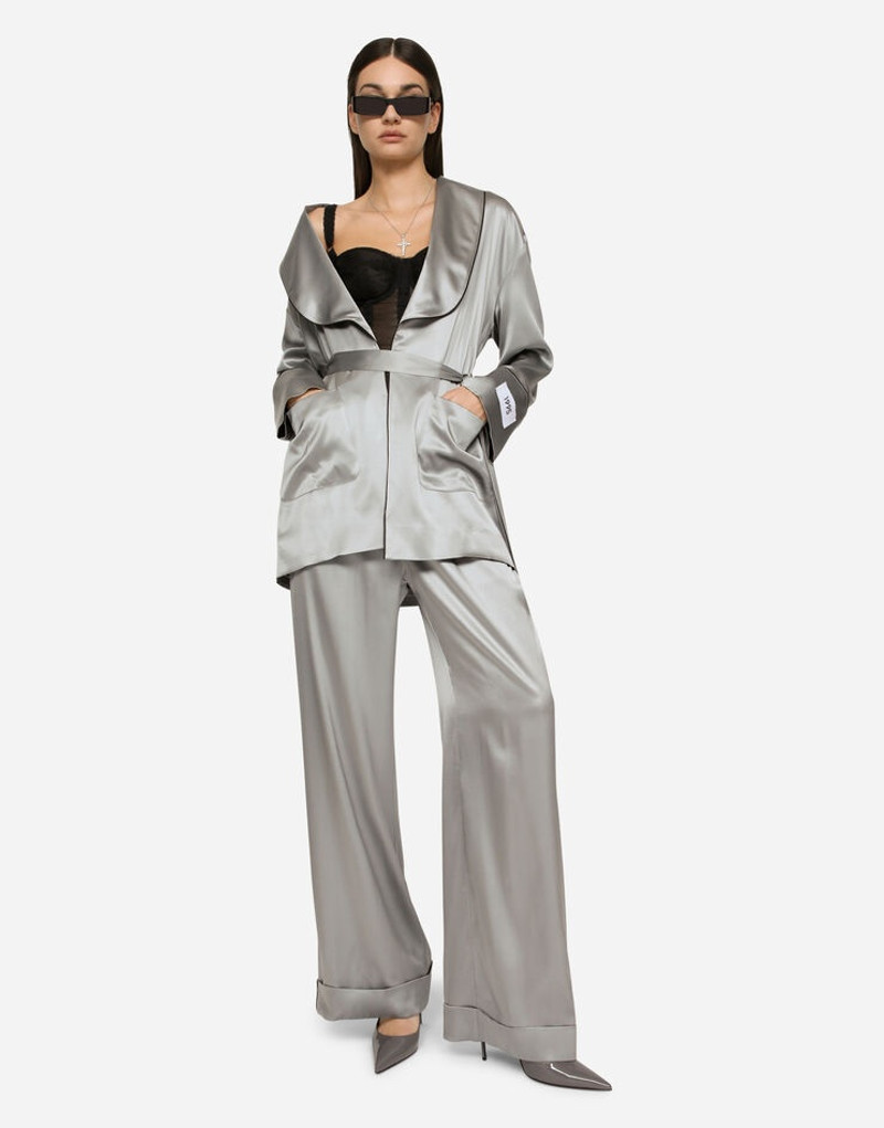 Satin pajama shirt with belt 5
