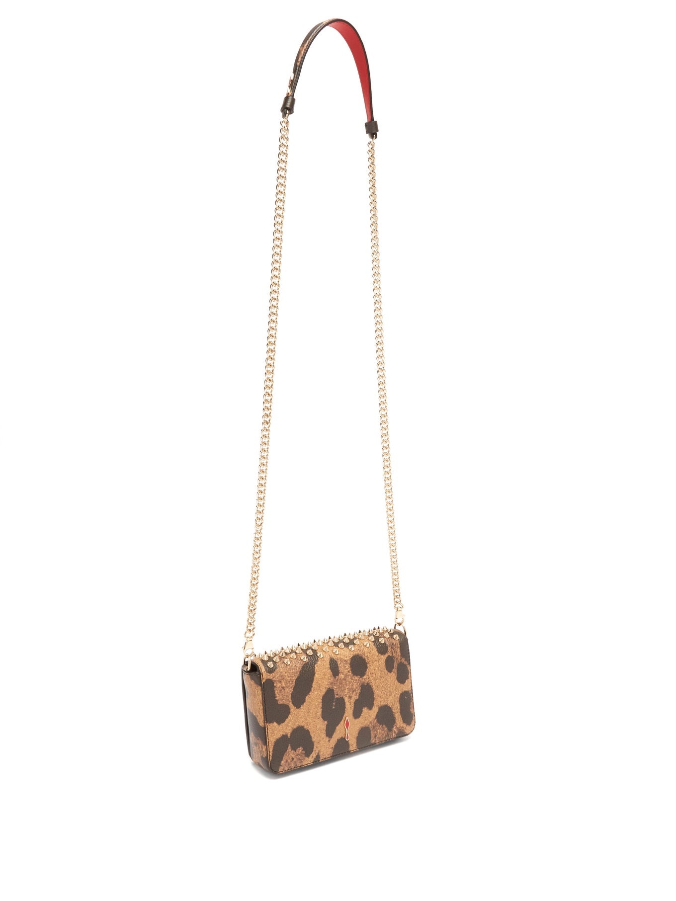 Zoomi leopard-print leather and spike clutch - 5