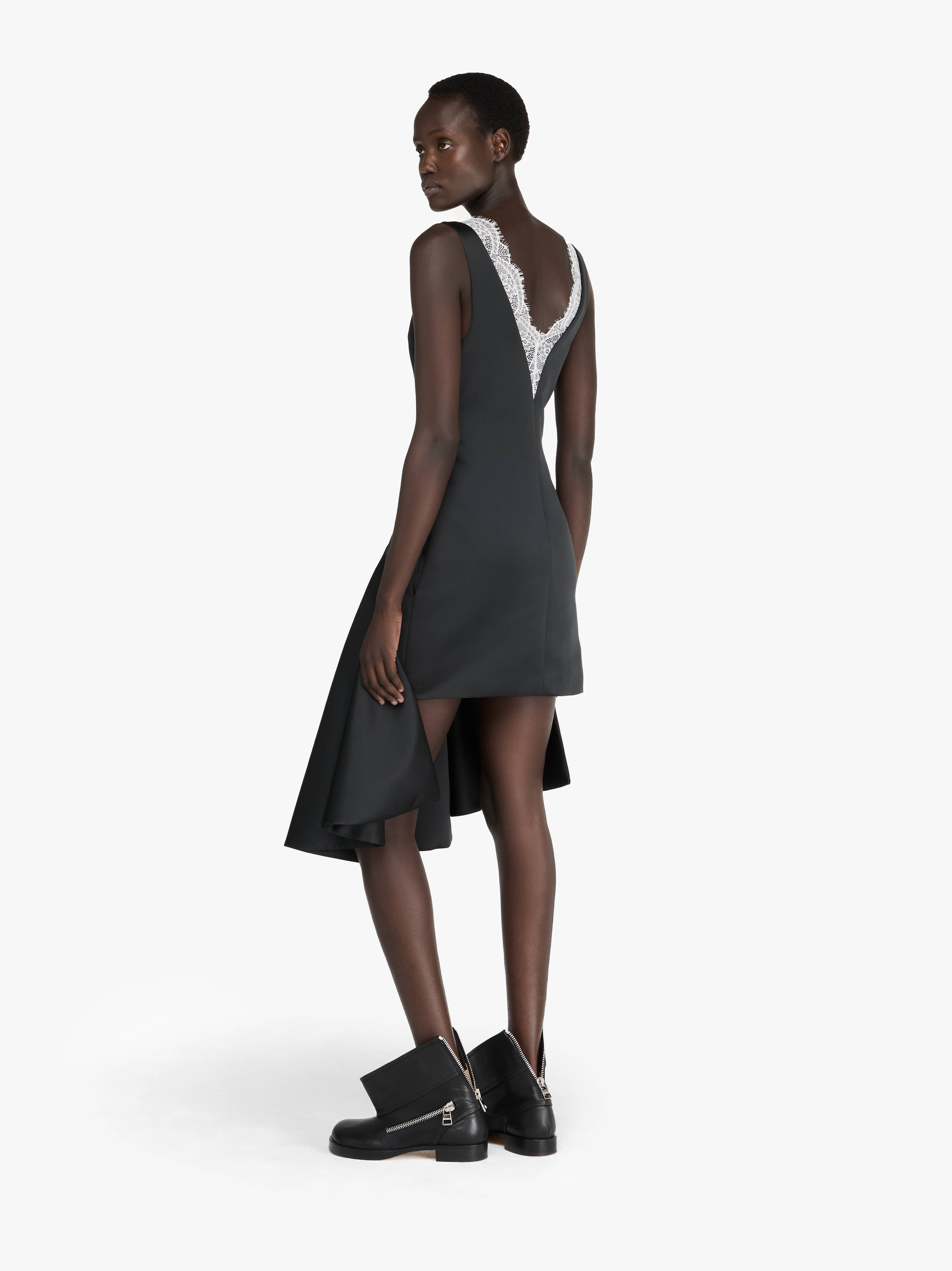 DRAPED HEMLINE V-NECK DRESS - 3