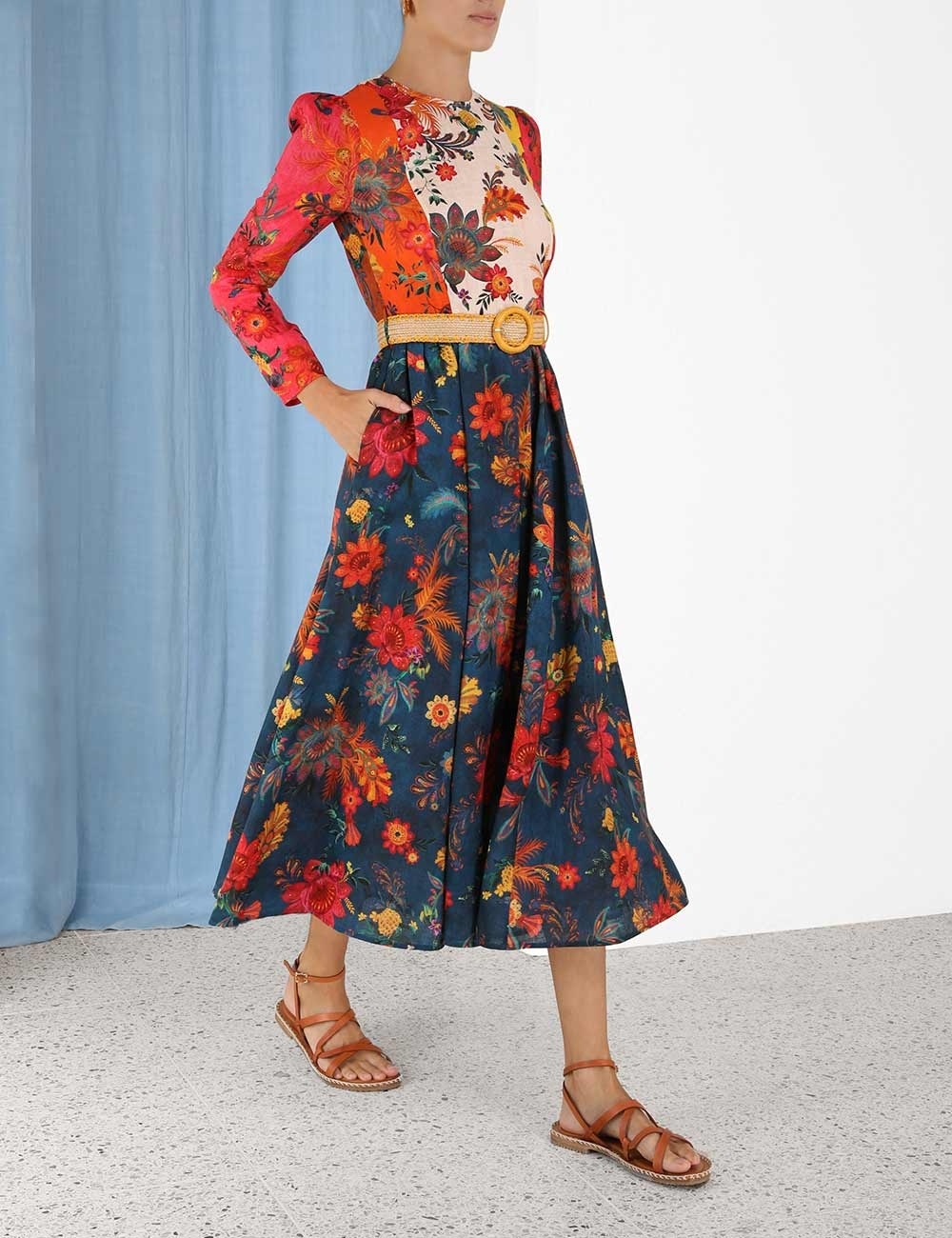 Zimmermann GINGER LONG SLEEVE MIDI DRESS - 7467DSS233SPLI | REVERSIBLE