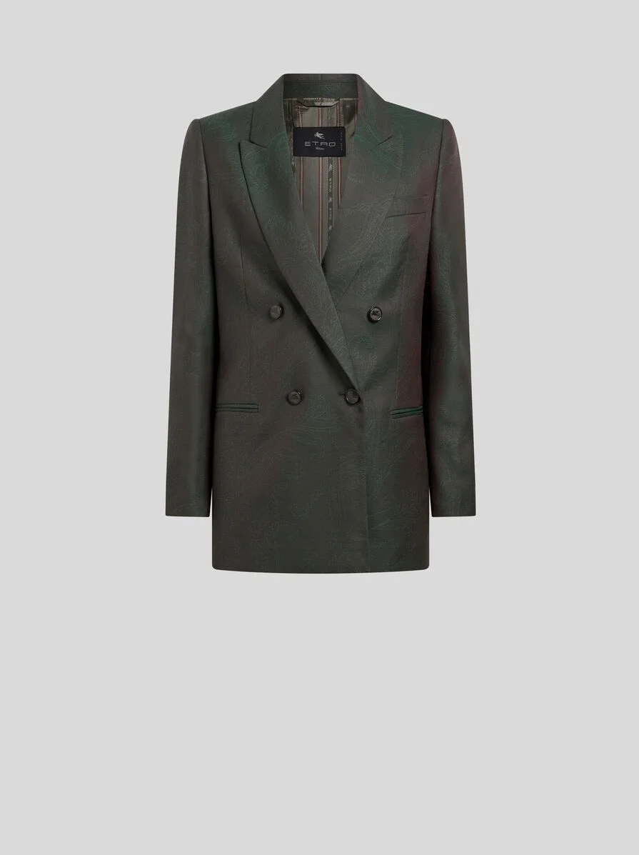 DOUBLE-BREASTED WOOL JACQUARD JACKET WITH PAISLEY MOTIF - 1