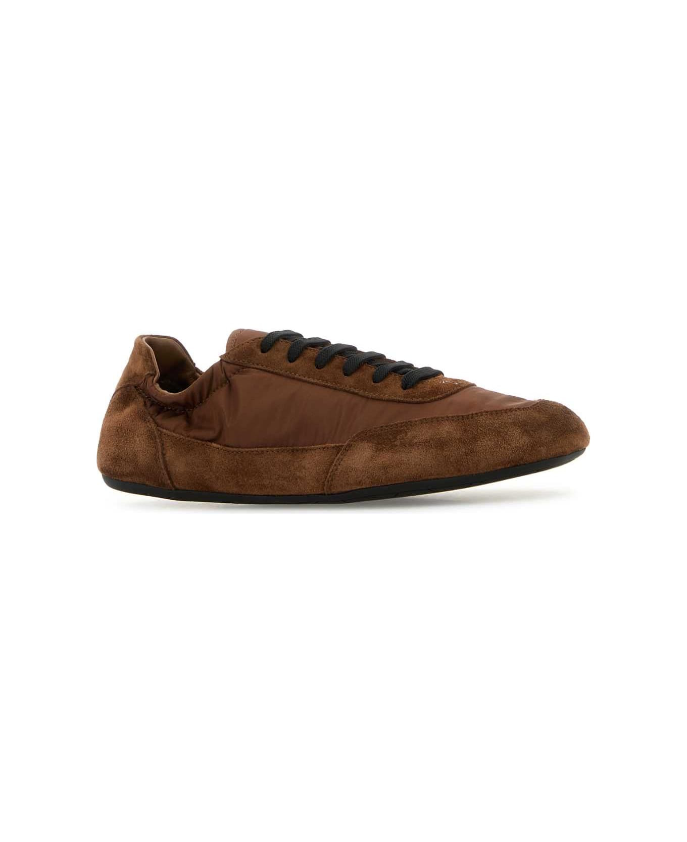 Brown Re-nylon And Suede Collapse Sneakers - 2