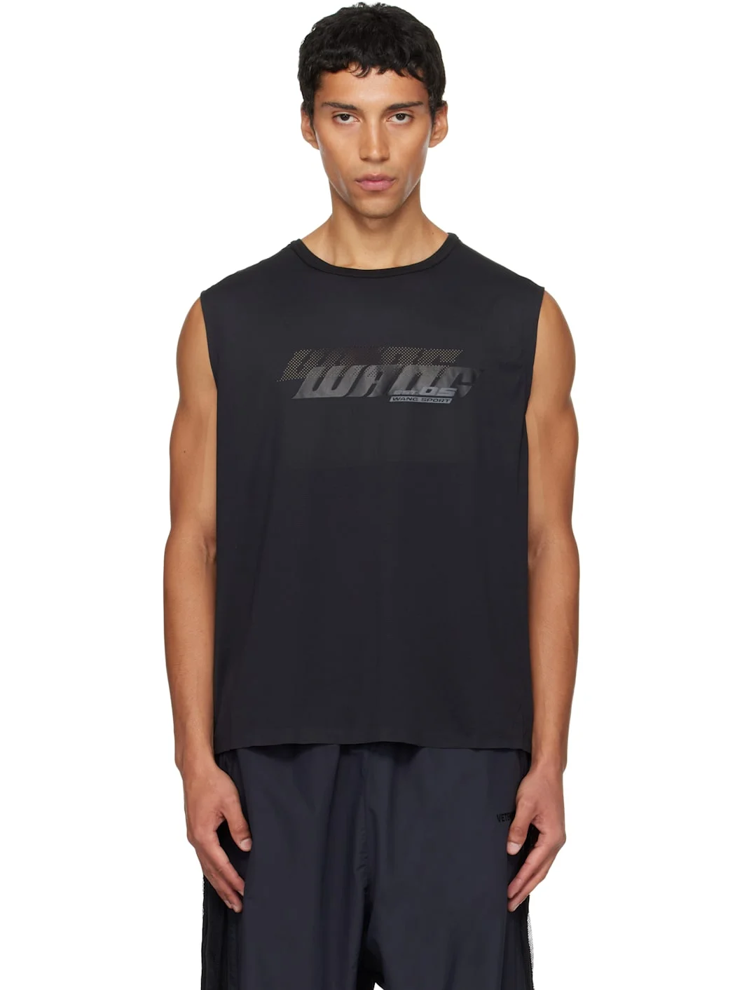 Black Graphic Logo Muscle Tank Top - 1