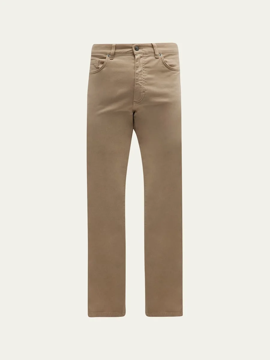 Men's Brushed Cotton 5-Pocket Trousers - 1
