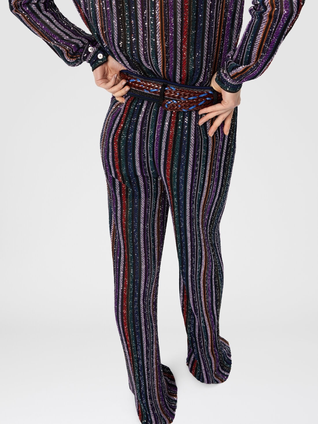 Long Pants in Herringbone Stripe Knit - 4