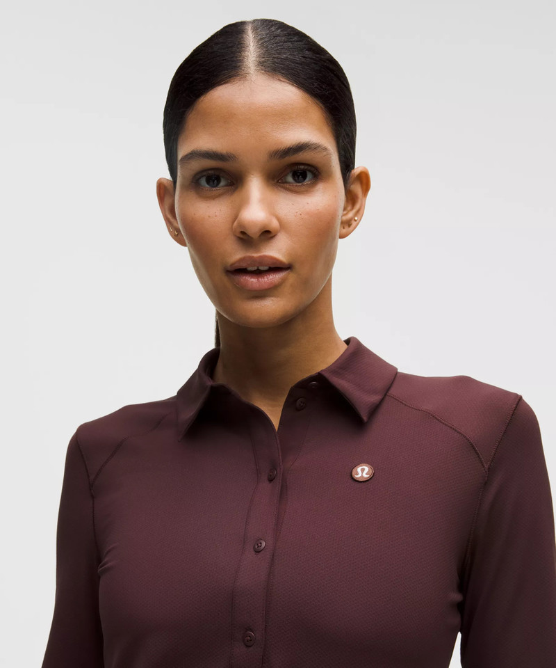 Quick-Dry Long-Sleeve Polo Shirt *Straight Hem 4
