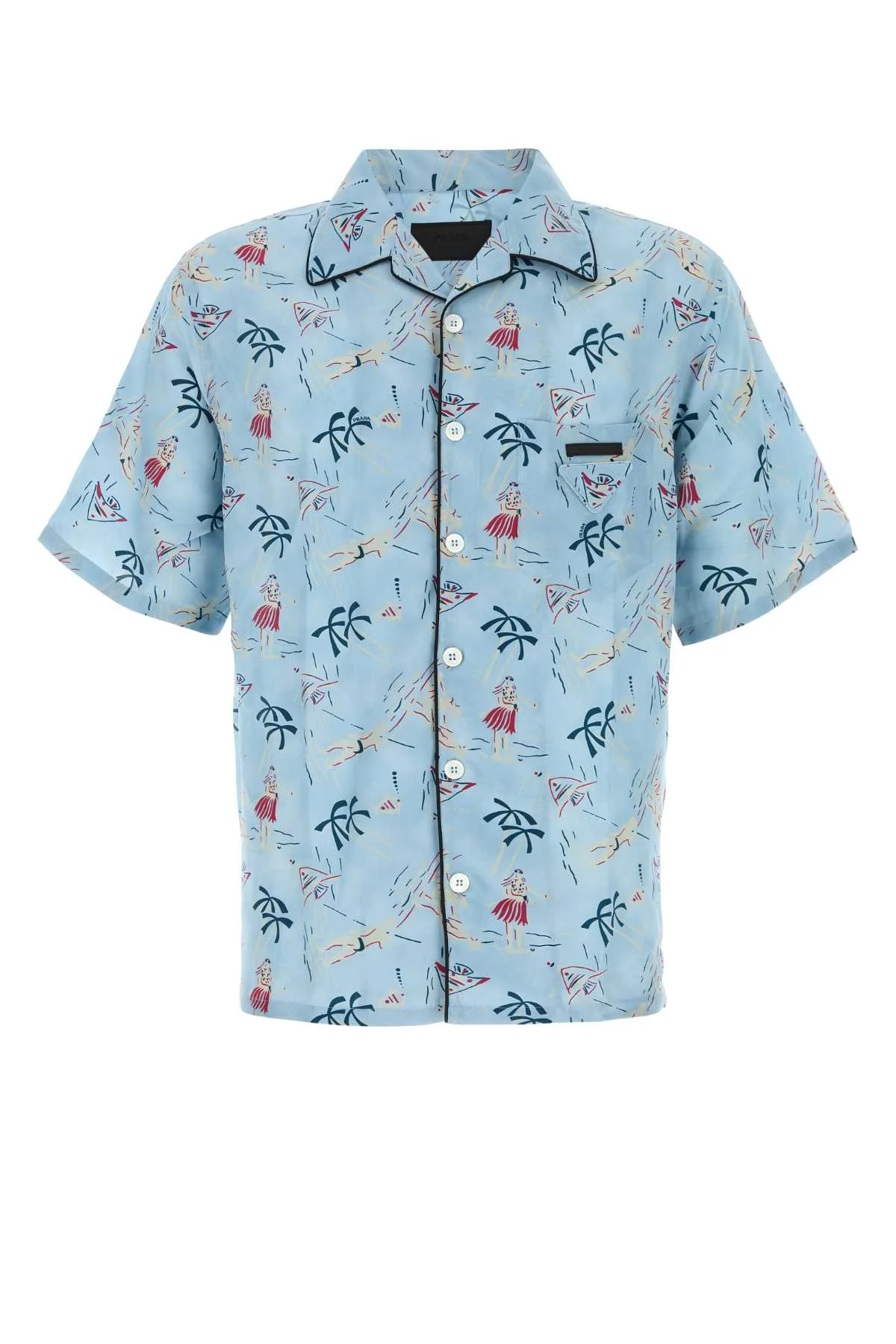 Prada Men Printed Satin Shirt - 1