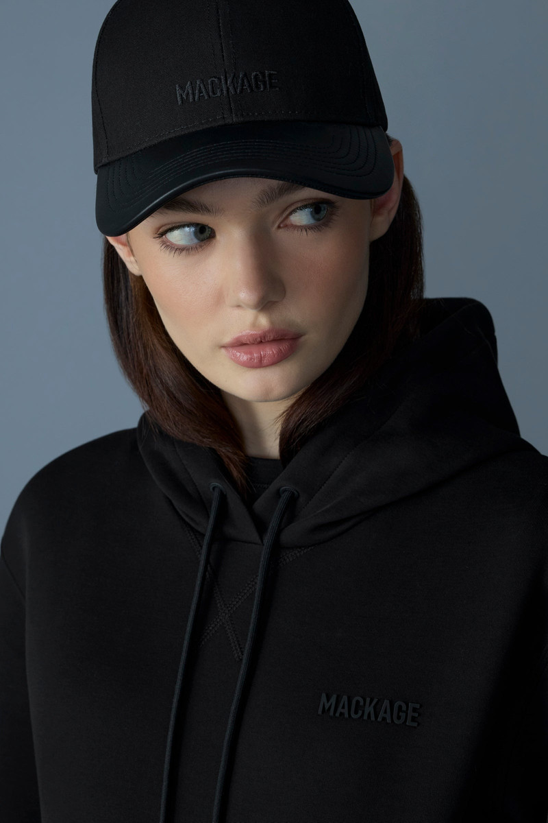 MACKAGE ANDERSON-NV Cotton Canvas Cap with Leather Brim outlook
