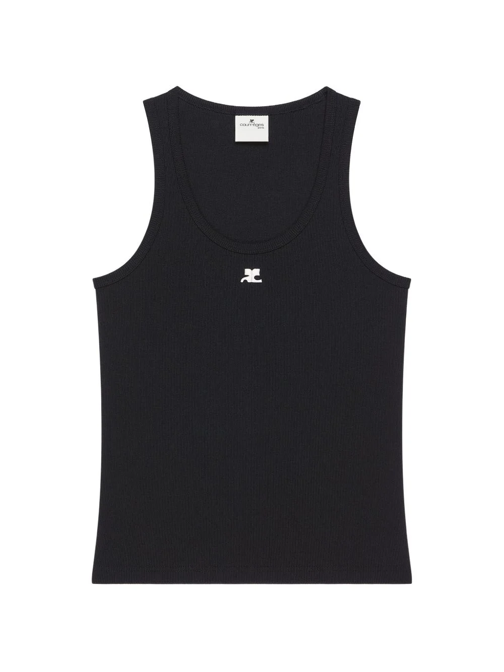 90's logo-detail ribbed top - 1