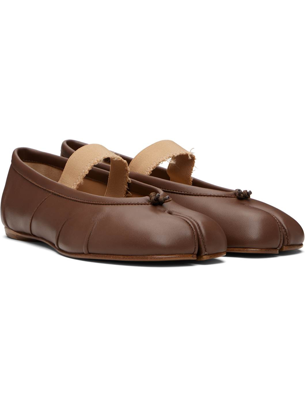 Brown Tabi Elastic Band Ballerina Flats - 4