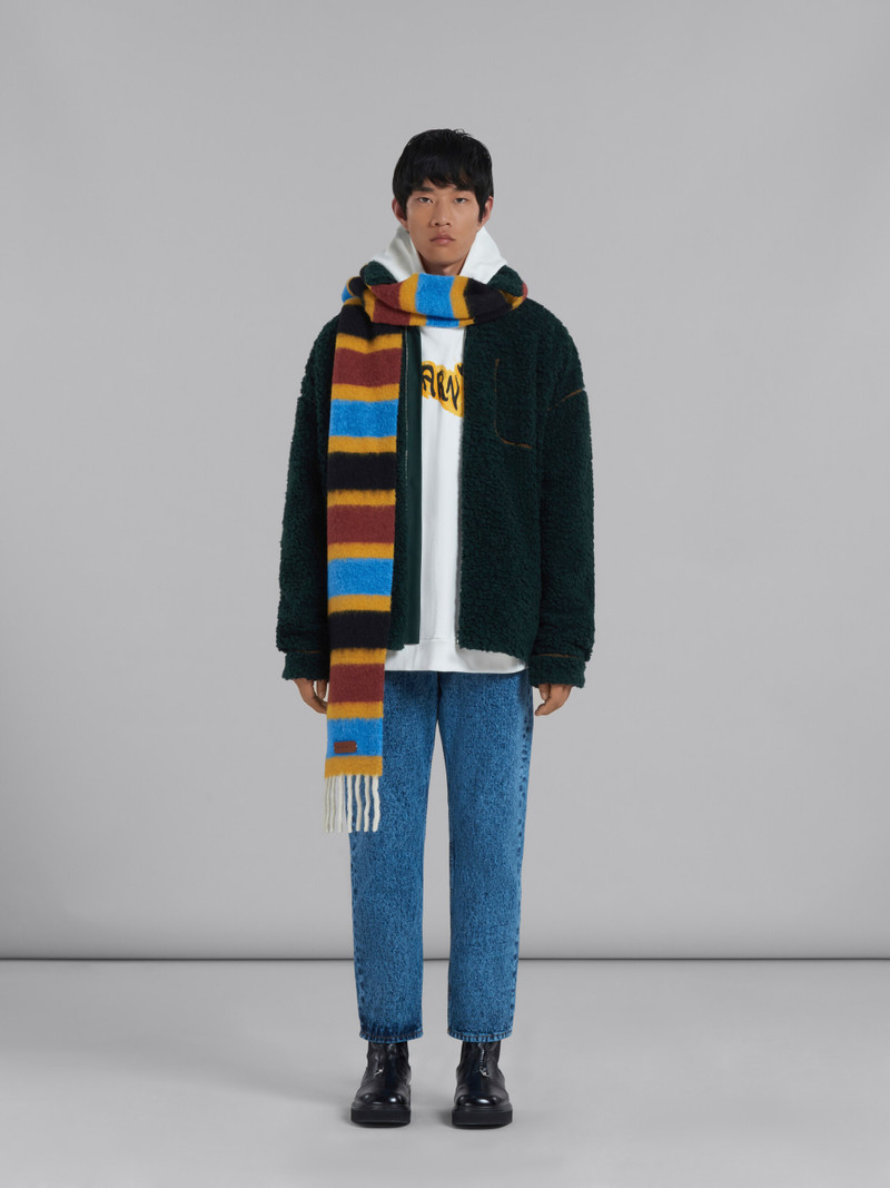 Marni BLUE STRIPED BRUSHED ALPACA SCARF outlook