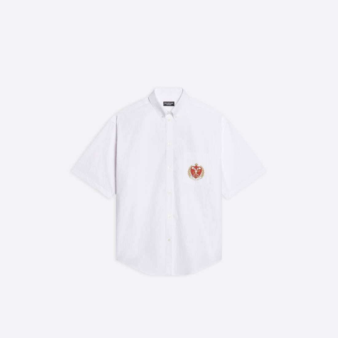 Men's College Large Fit Short Sleeve Shirt  in White - 4