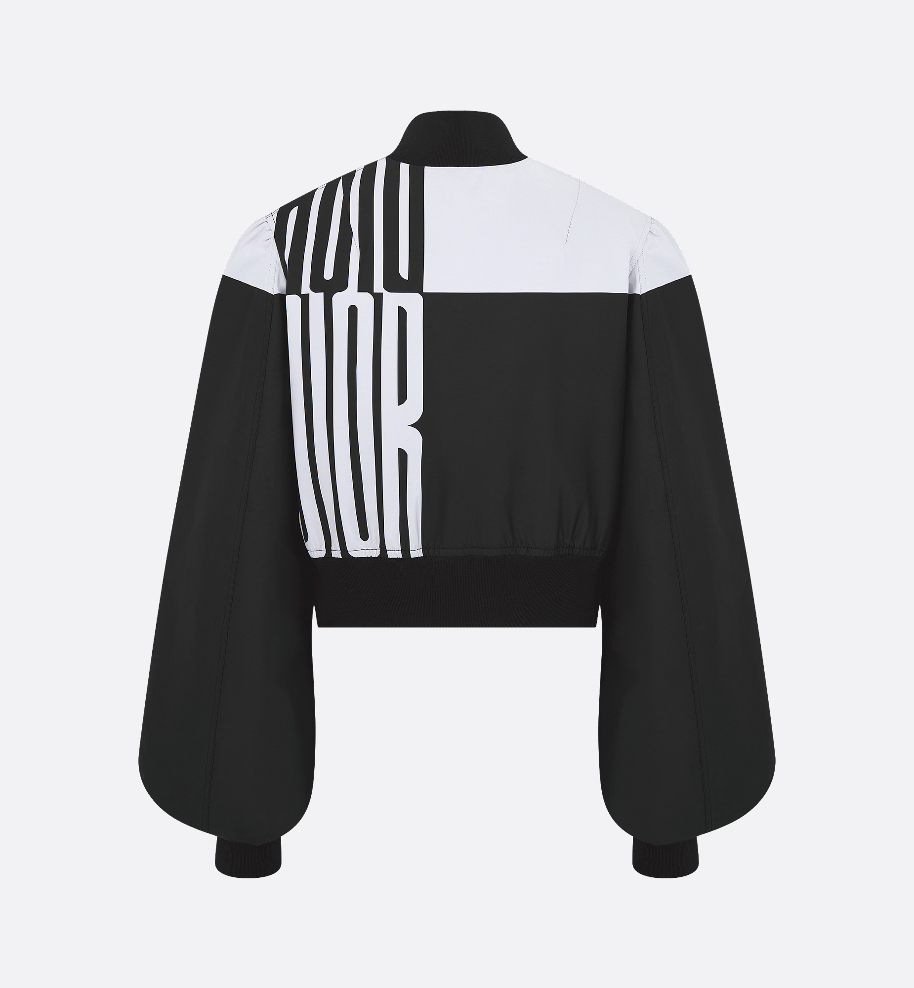 Cropped Bomber Jacket with Bishop Sleeves - 2