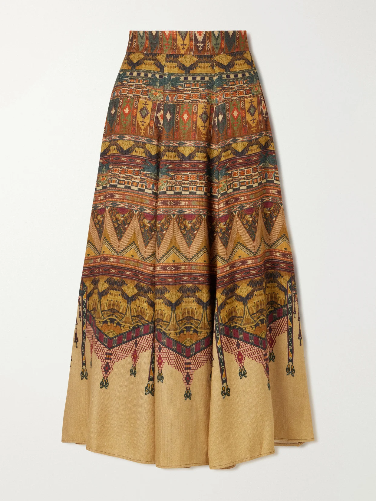 Kendal Desert Printed Woven Silk-blend Maxi Skirt - 1