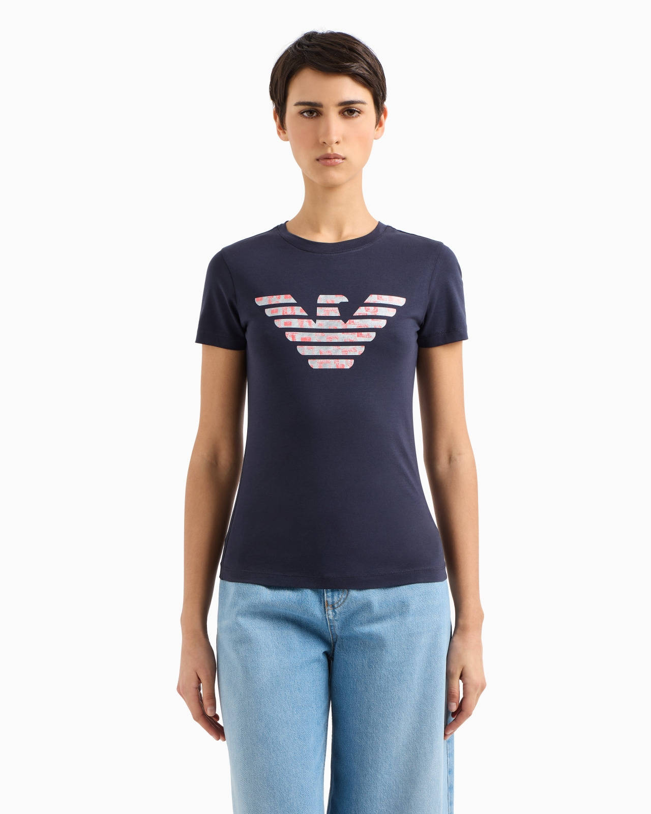 STRETCH-JERSEY SLIM-FIT T-SHIRT WITH OVERSIZED EAGLE PATTERN - 4