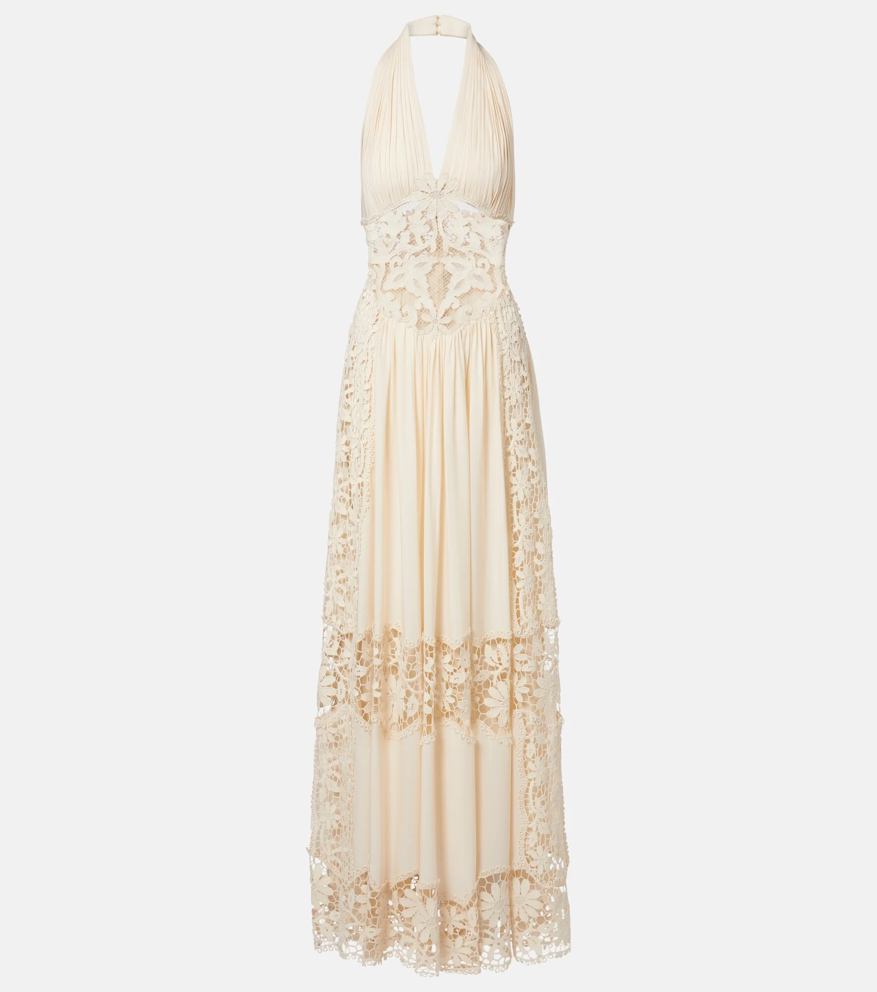 Georgette and macramé gown - 1