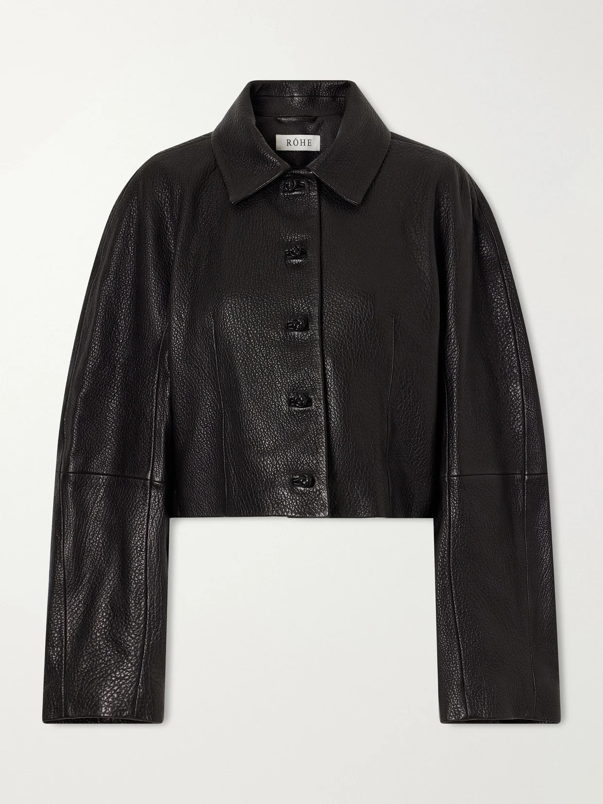 Cropped Textured-leather Jacket - 1