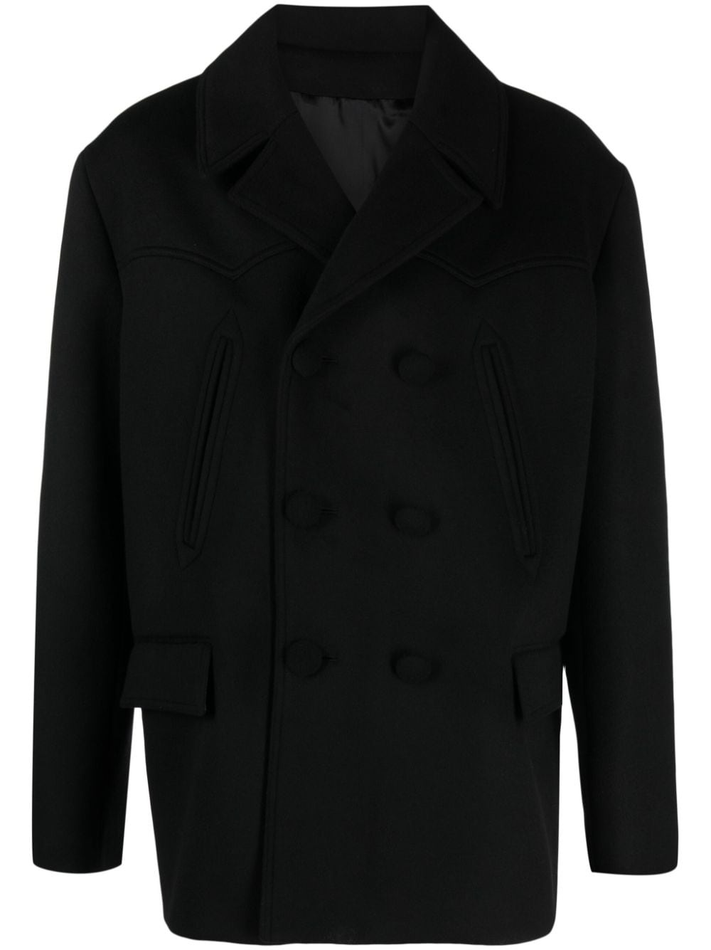 double-breasted wool coat - 1